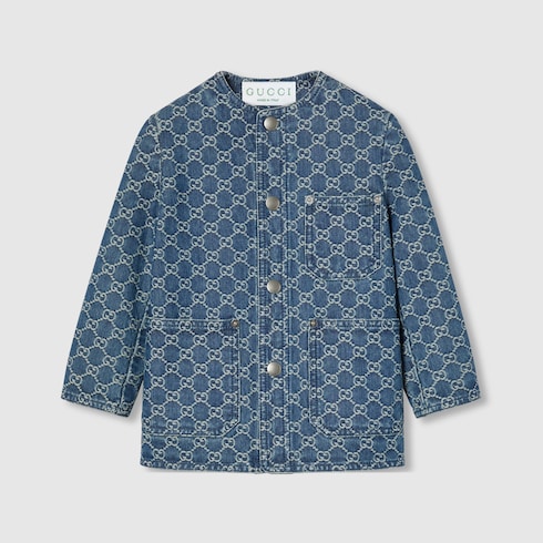 Chaqueta infantil de jacquard de denim con GG