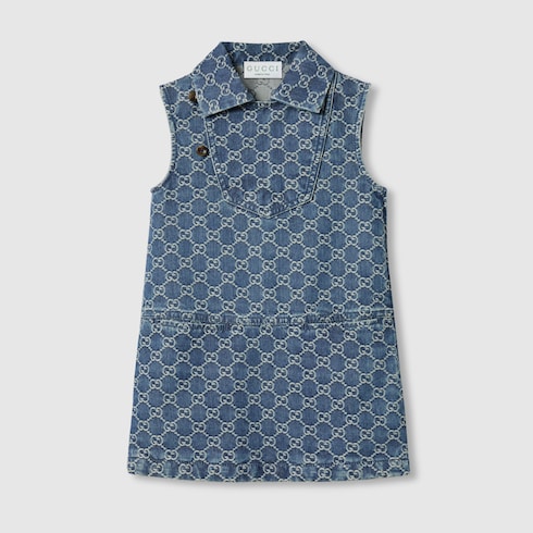Abito bambino in denim GG jacquard