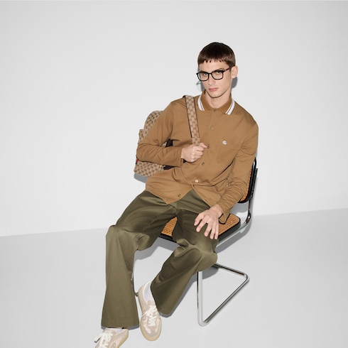 Pantalone in twill di cotone con dettaglio Web