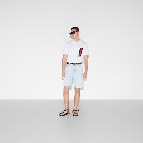 Cotton piquet polo shirt with print