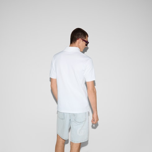 Polo en piqué de coton avec imprimé