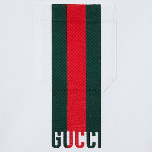 Cotton piquet polo shirt with print