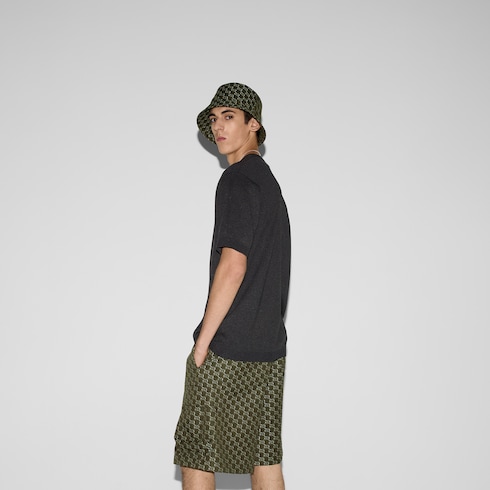 T-shirt in seta e cotone con intarsio