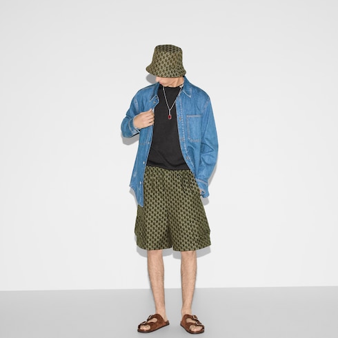 T-shirt in seta e cotone con intarsio