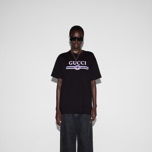 T-shirt in jersey di cotone stampato