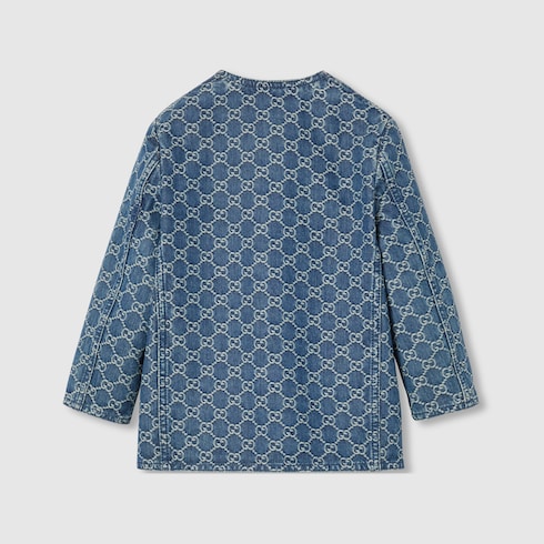 Chaqueta infantil de jacquard de denim con GG
