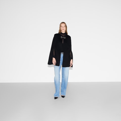 Wool and silk Horsebit cape