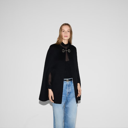Wool and silk Horsebit cape