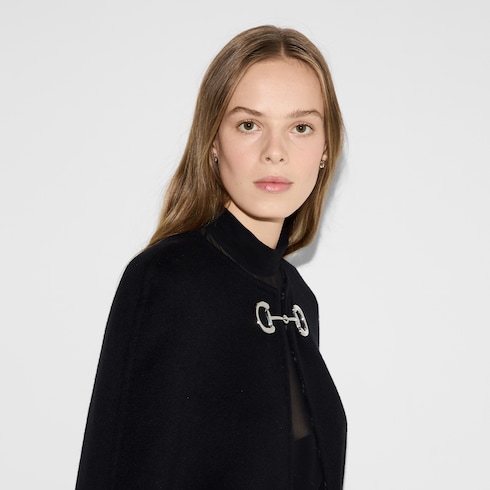 Wool and silk Horsebit cape