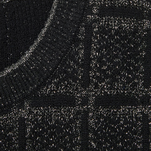 Cardigan in jacquard di lana e lamé a quadri