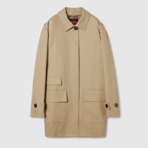 コート GUCCI Beige Drill Overcoat Heavy cotton drill coat in beige | GUCCI® RO