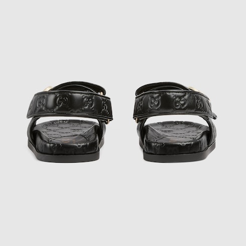 Sandalia de piel con Doble G para mujer