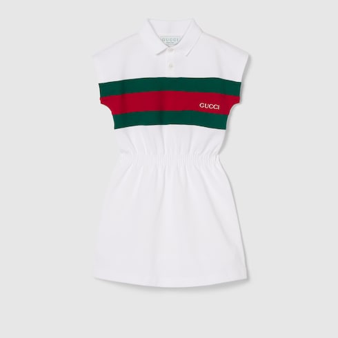 Children's cotton dress with Web in white | GUCCI® US Children's cotton dress with Web in white | GUCCI® US