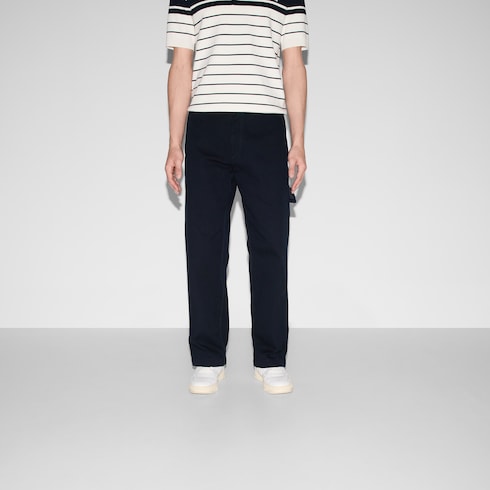 Pantalone in tessuto di cotone pesante con etichetta
