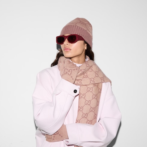 Guanti in cashmere GG lamé