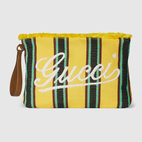Pochette en toile brodée grand format