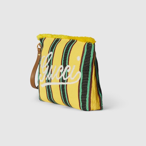 Pochette en toile brodée grand format