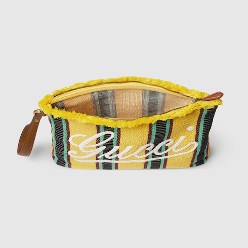 Cartera de mano de lona bordada tamaño grande