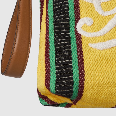 Pouch in tessuto ricamato misura grande