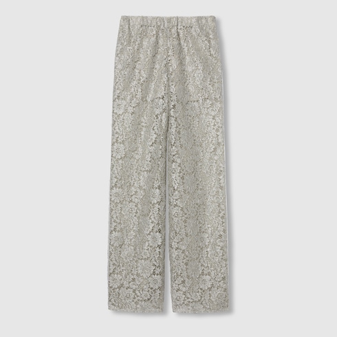 Pantalone in pizzo floreale lamé