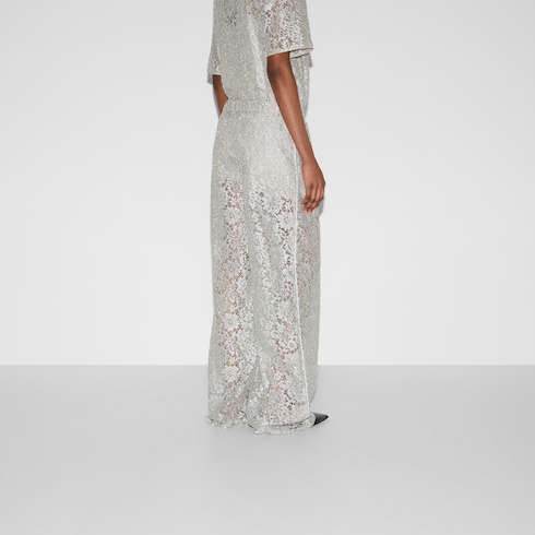 Floral lace lamé trouser