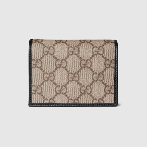 Gucci Horsebit 1955 card case wallet in beige and dark brown