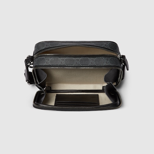 GG Emblem medium crossbody bag in black fabric | GUCCI® US