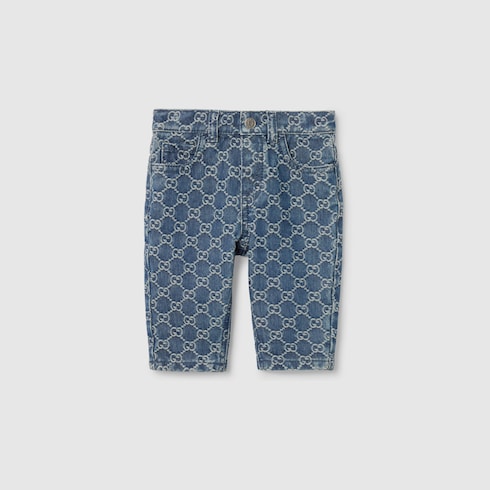 Pantaloni neonato in denim GG jacquard