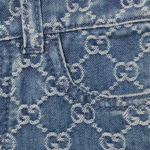 Pantaloni neonato in denim GG jacquard