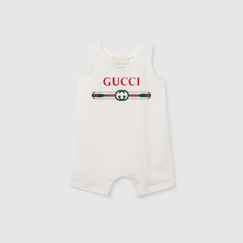 GUCCI ホワイトロンパース ベビー ベビー〕GUCCI ロゴ コットン ギフトセットホワイト コットン