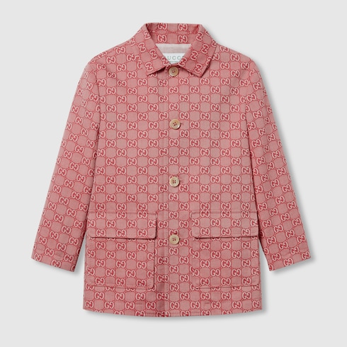 Baby cotton jacket with Gucci label in dark blue | GUCCI® US