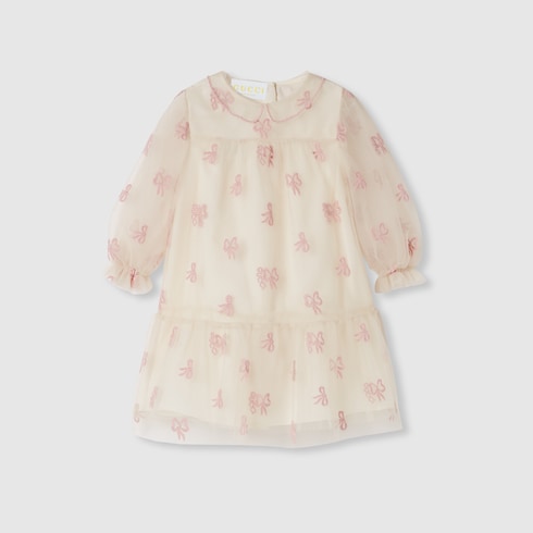 Abito neonato in tulle ricamato