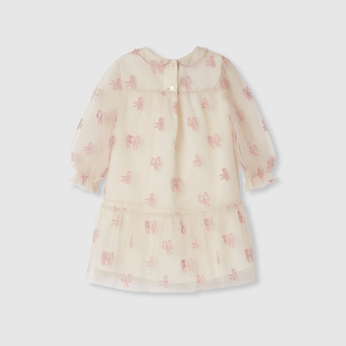 Abito neonato in tulle ricamato