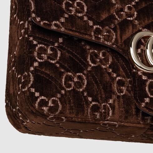 GG Marmont small shoulder bag in brown velvet | GUCCI® US