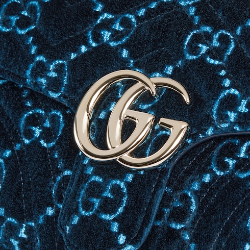 GG Marmont small shoulder bag in blue velvet GUCCI Canada