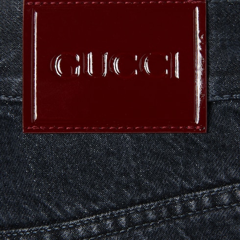 Denim pant with Gucci label Detail 7