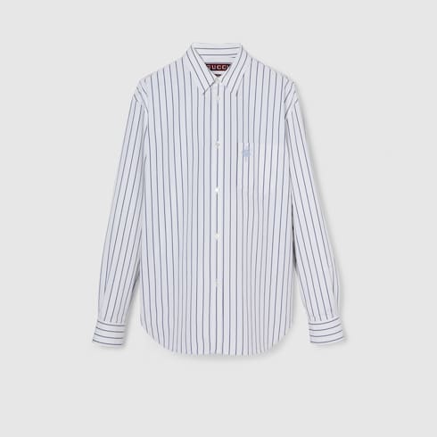 Embroidered striped cotton shirt Detail 2