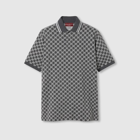 Polo in cotone e lamé GG jacquard