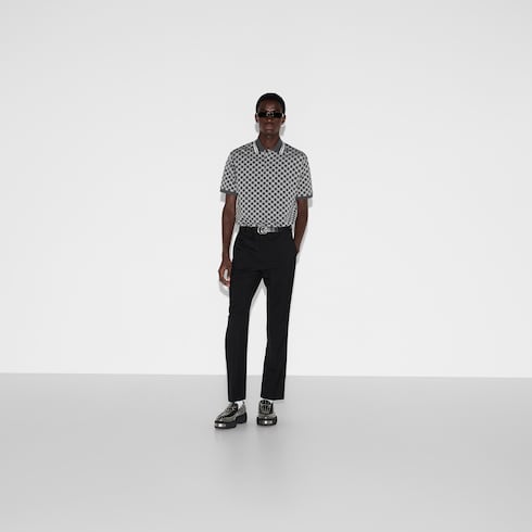 Polo in cotone e lamé GG jacquard