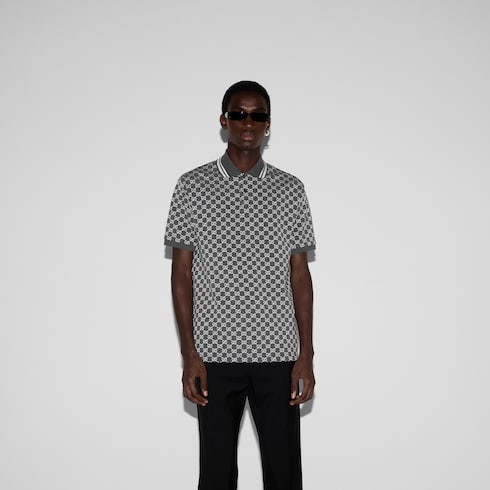 Polo in cotone e lamé GG jacquard