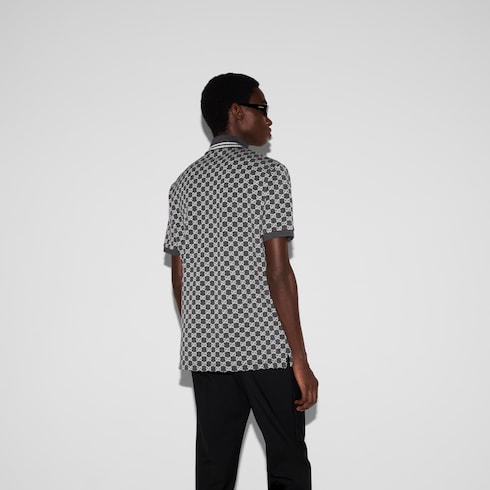 Polo in cotone e lamé GG jacquard
