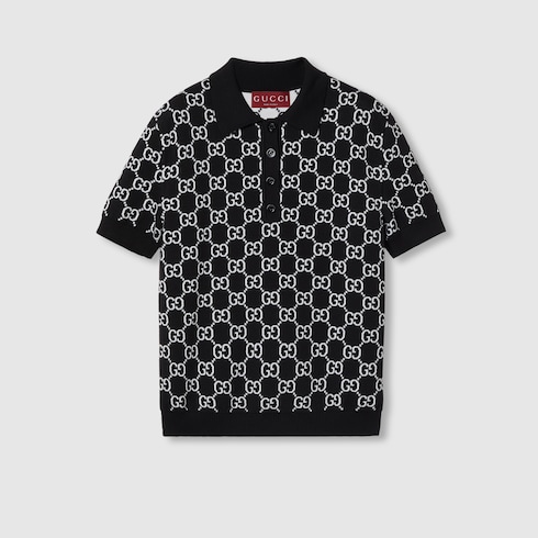 Polo reversible de jacquard de lana con GG