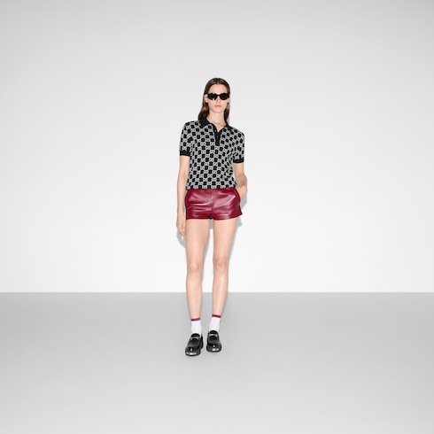 Polo réversible en jacquard de laine GG