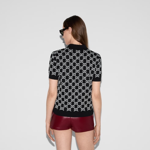 Polo reversibile in jacquard di lana GG
