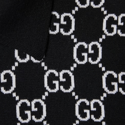 Reversible GG wool jacquard polo shirt Detail 7