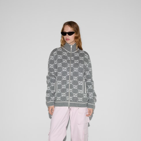 Cardigan in tessuto jacquard bouclé con motivo GG