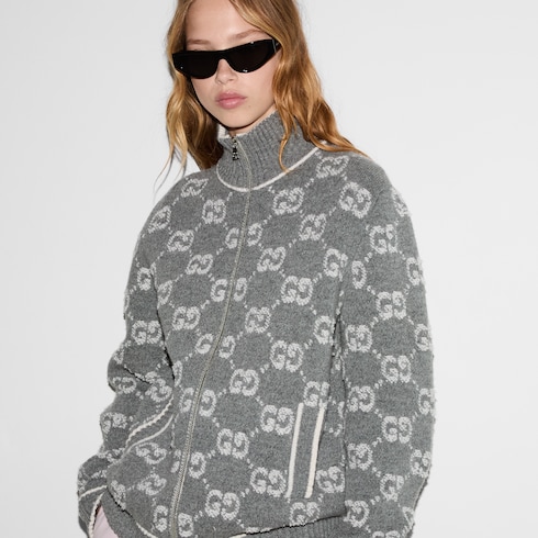 Cardigan in tessuto jacquard bouclé con motivo GG