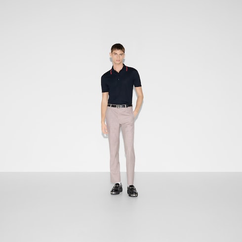 Wool knit polo shirt with Web