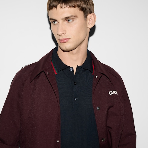 Wool knit polo shirt with Web Detail 5