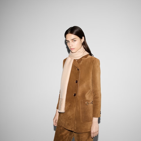 Châle en jacquard de soie et laine GG